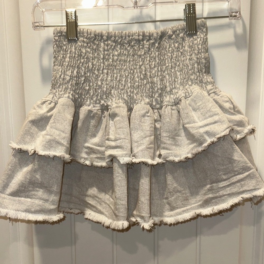 Little Olin Grey Denim Ruffle Skirt